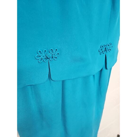 Vintage 100% Silk Womens Dress Size 6 Office Event Mature Luxury Midi M.X.I. - Picture 2 of 9